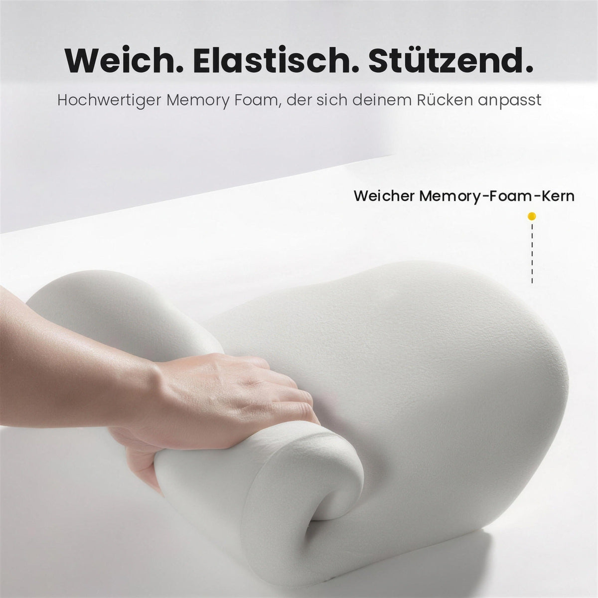 Memory-Schaum-Kern des ARCO Rückenstützkissens: weich, elastisch, stützend